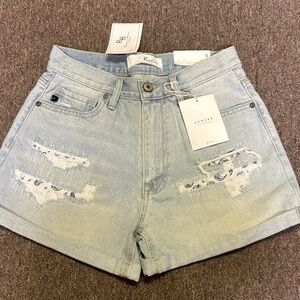 Kancan Blue Distressed Jean Shorts High-Waisted Vintage